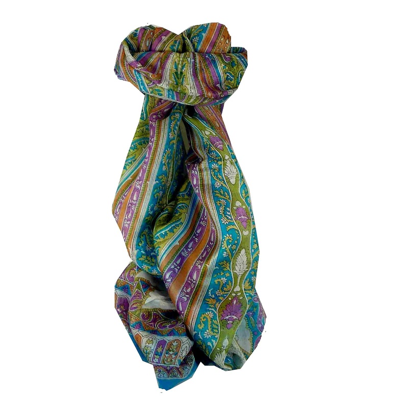 Mulberry Silk Traditional Long Scarf Tulisa Aquamarine by Pashmina & Silk | Fruugo SG