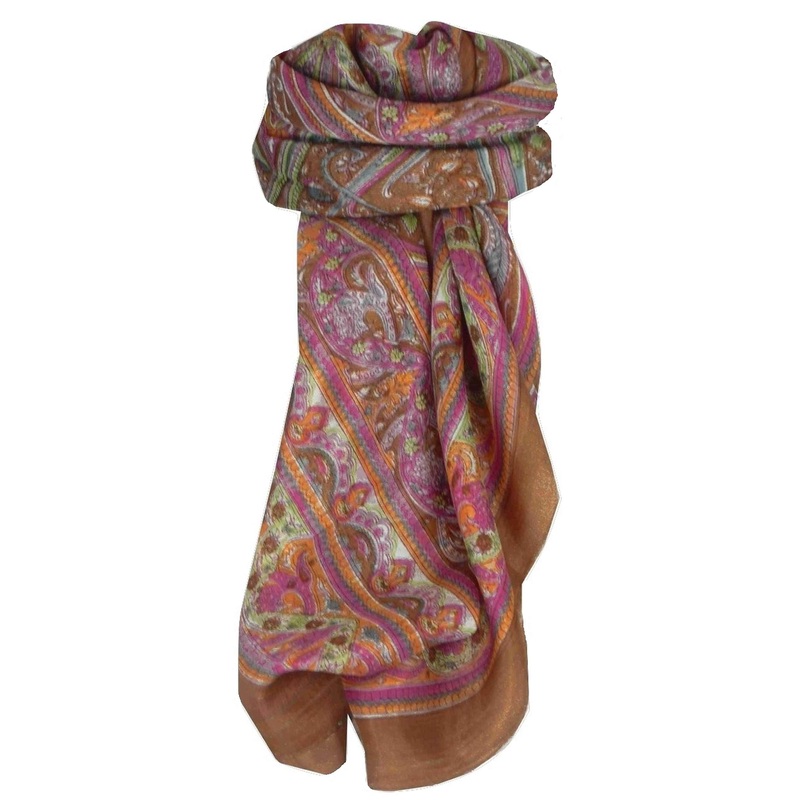 Mulberry Silk Traditional Square Scarf Gandak Caramel by Pashmina & Silk | Fruugo SG
