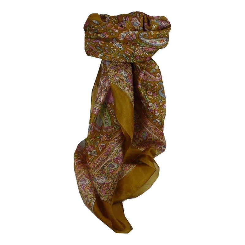 Mulberry Silk Traditional Square Scarf Kalpi Caramel by Pashmina & Silk | Fruugo SG
