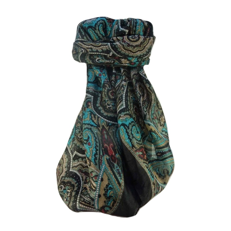 Mulberry Silk Traditional Square Scarf Kiya Black by Pashmina & Silk | Fruugo SG