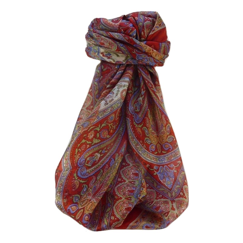 Mulberry Silk Traditional Square Scarf Noor Scarlet by Pashmina & Silk | Fruugo SG