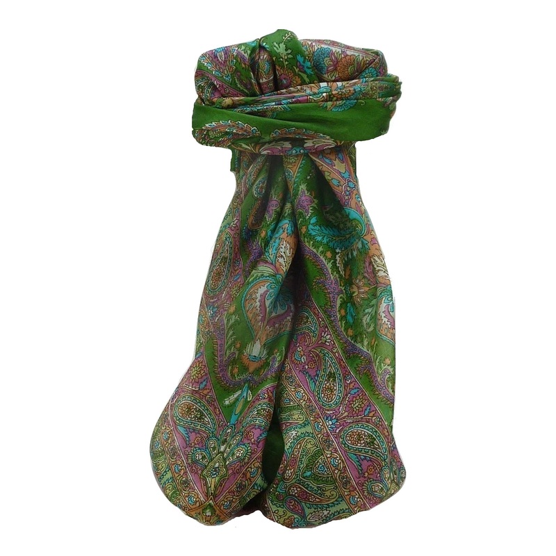 Mulberry Silk Traditional Square Scarf Sunil Sage by Pashmina & Silk | Fruugo SG
