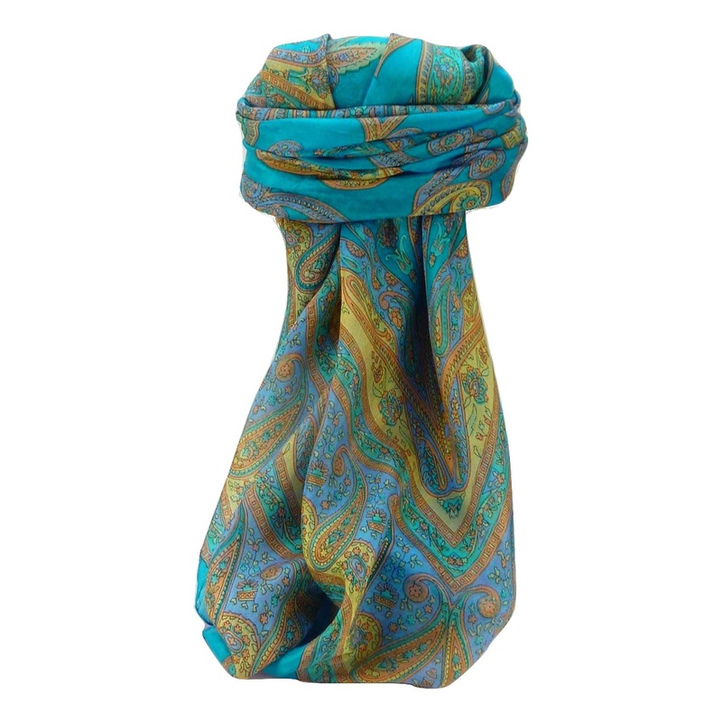 Mulberry Silk Traditional Square Scarf Yana Aqua by Pashmina & Sil | Fruugo SG