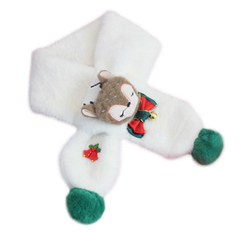 Scarf Female Autumn and Winter Cute Faux Fur Plush Thick Warm Scarf Christmas Color Fur Ball for Cross Student Children  White | Fruugo SG