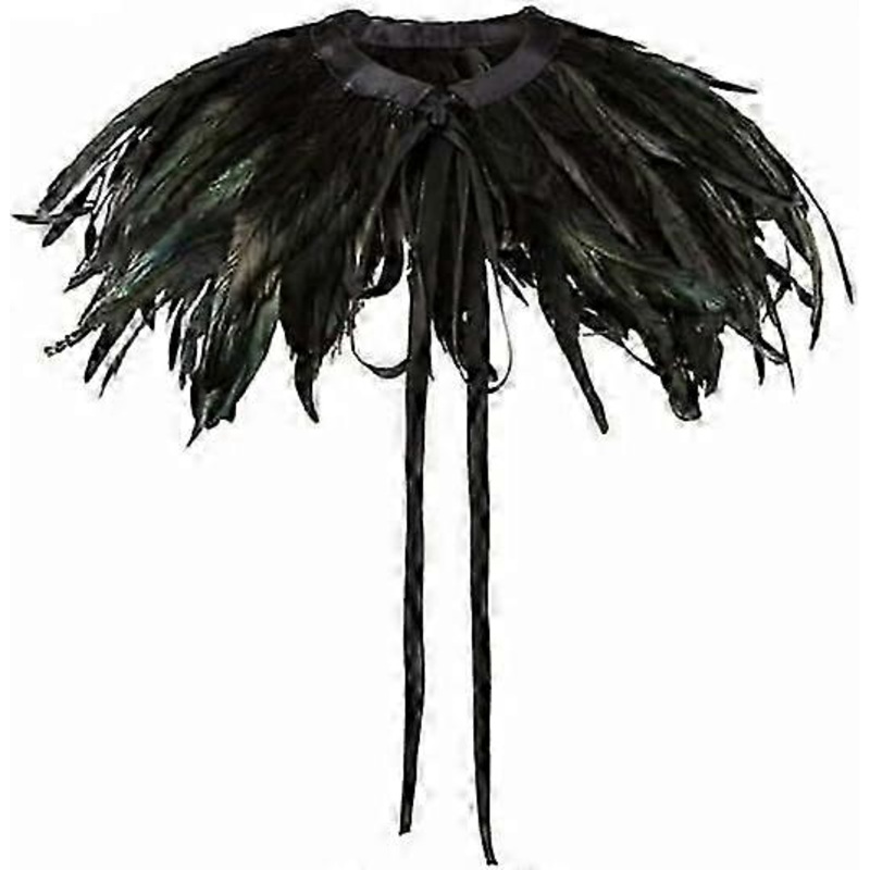 warm-smile Black Green Feather Hand made Collar Cape Shawls Wrap for Halloween XMas party evening dress | Fruugo SG