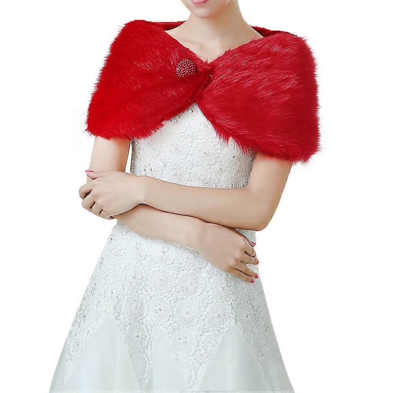 Wedding Shawl Bridal Wool Cape Warm Winter Accessory Red Rectangular Fashion Women 1Pack | Fruugo SG