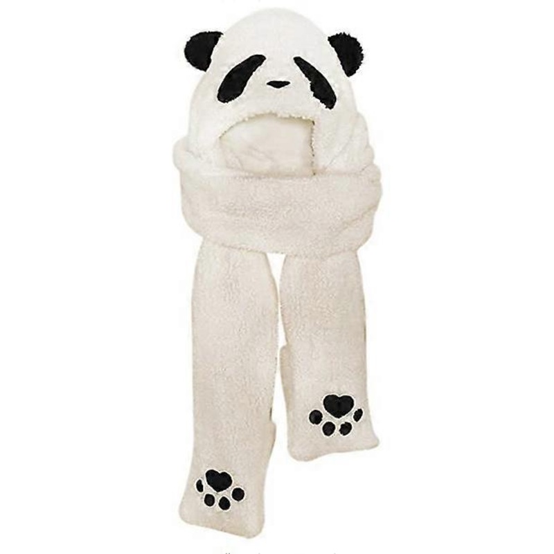 Winter Cute Panda Hat Scarf Gloves 3 in 1 Plush Hooded Scarf Mitten – Soft and Skin-Friendly | Fruugo SG