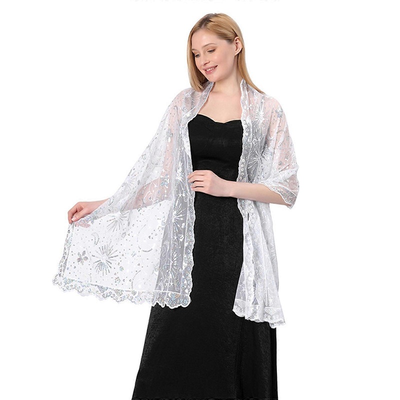 Women Squin Shawl Wedding Shawls Wraps Bridal Shawl Bridesmaid Shawl Moon and Star Shawls And Wraps For Evening Dresses  White | Fruugo SG