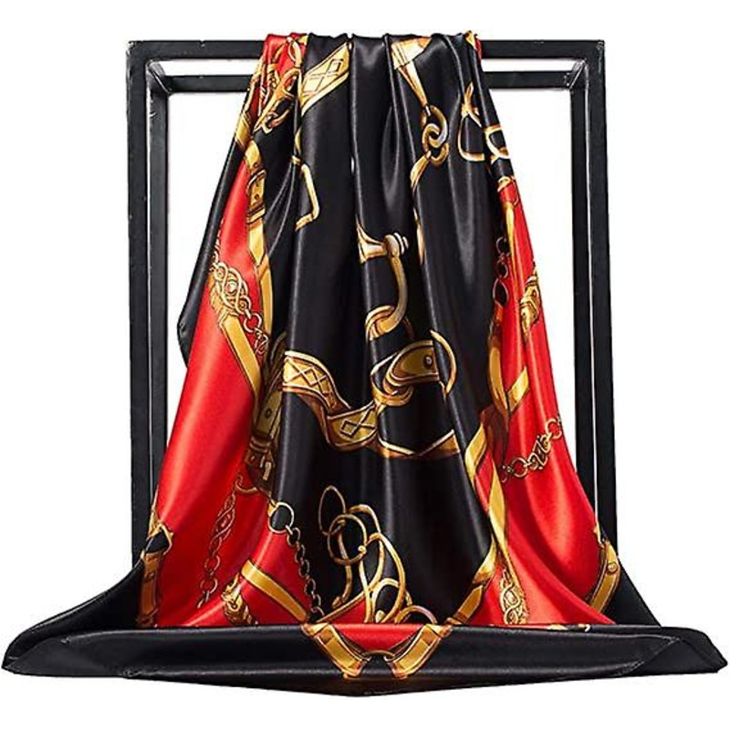 Womens Large Satin Square Scarf Silk Feeling Hair Wrapping Gift Designer Scarf 35×35 Inches | Fruugo SG