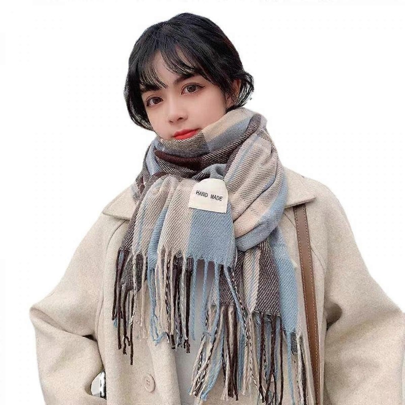 Womens Scarf Fashion Long Shawls Wraps Big Grid Winter Warm Lattice Large ScarvesBlue | Fruugo SG