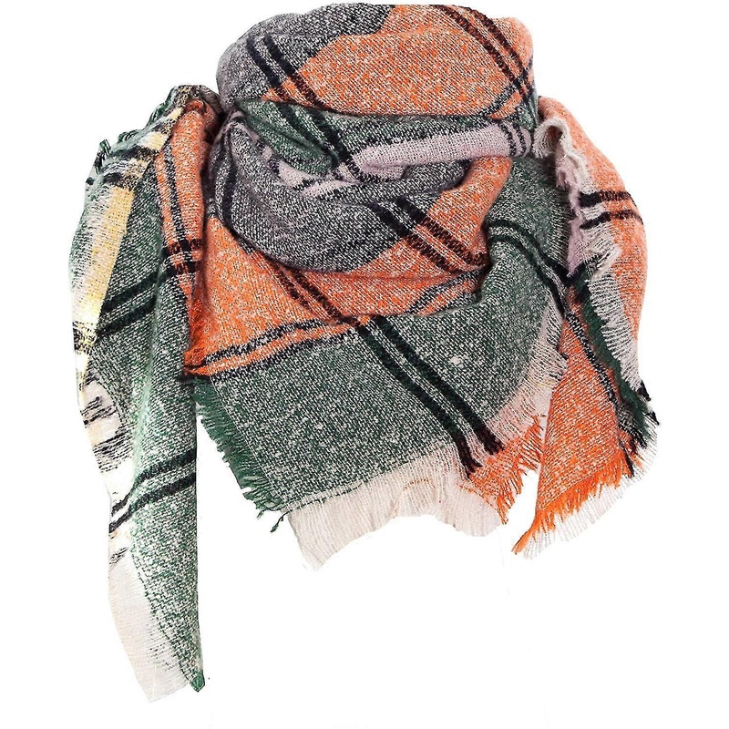 Womens Warm Scarf Half Shawls Triangle Scarves Stripe Plaid | Fruugo SG