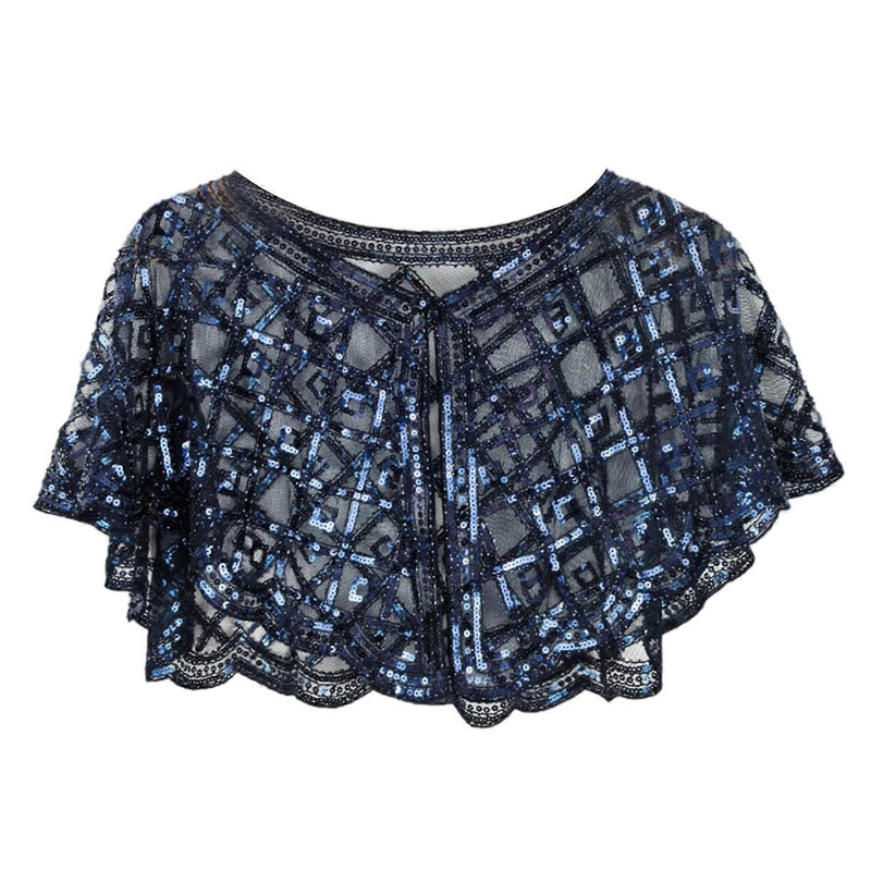 Beaded Shawl with Sequins Classical Sequins Accent for Evening Wrap for Stylish Women Accessories  Deep Blue | Fruugo SG