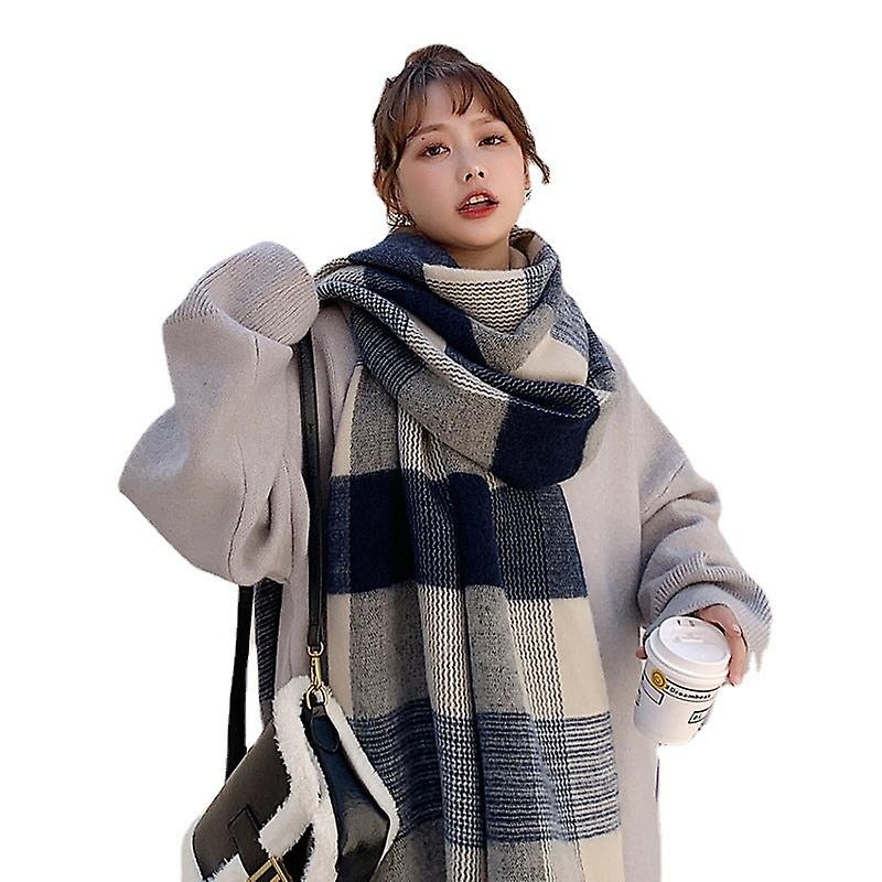 Blue Cashmere Lattice Women’s Fall Winter Scarf Blanket Wrap Shawl Stole Warm Soft | Fruugo SG