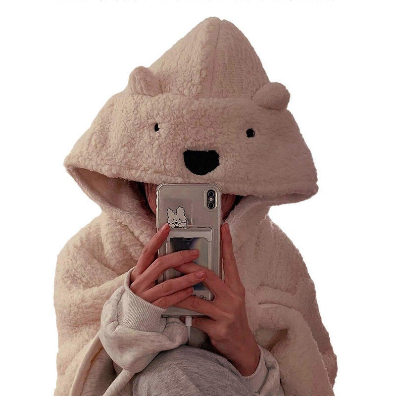 Delicate Cartoon Bear Shape Scarf Shawl Soft Plush Winter Hooded Scarf Thicken Warmer Supplies for Women Teens Winter  White | Fruugo SG