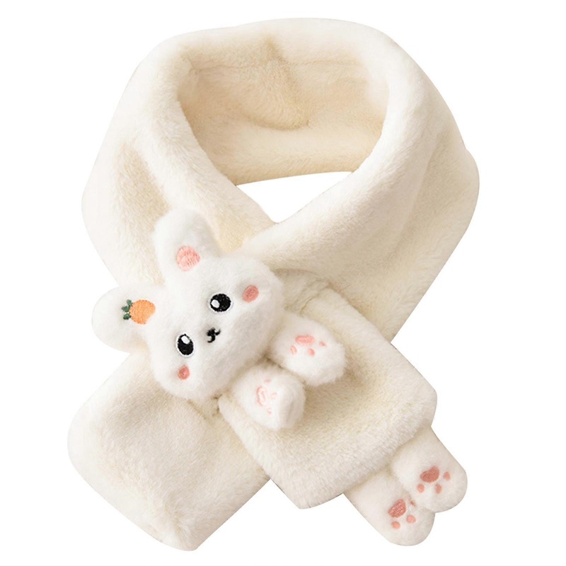 Girls Winter Warm Thicken Scarfs Cartoon Bunny Shape Faux Fur Plush Cross Collar Scarf Shawl Lovely Warm Soft Scarf  White | Fruugo SG