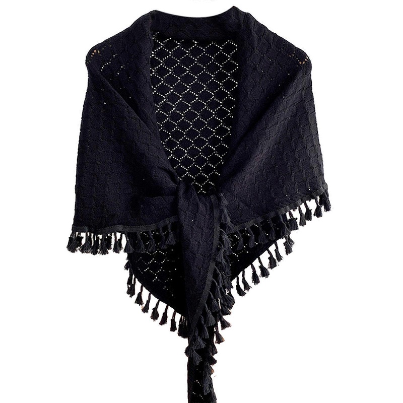 Plain Color Shawl Wrap for Women Knitting Shoulder Wrap Handmade Cloak Pashmina Shawl Wraps for Travel Cheongsam Shawl  Black | Fruugo SG