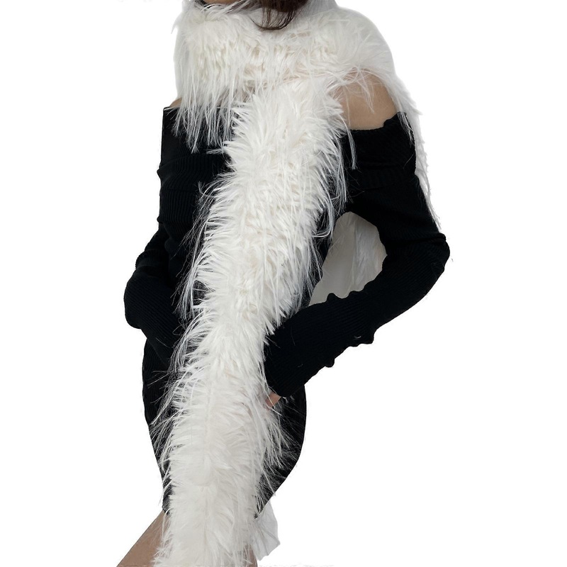 Solid Color Furry Furs Scarf for Adult Long Plush Neck Scarf for Cold Weather Offices Neck Warmer Formal Collar Shawl  White | Fruugo SG