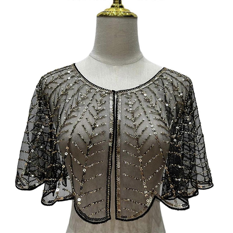 Sophisticated Sequined Shawl Exquisites Handmade Capes Vintage Glittering Shawl for Parties Weddings and Event  black gold | Fruugo SG