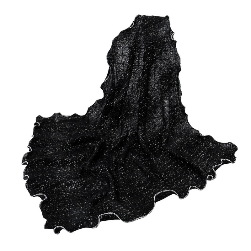 Trendy Thin Kerchief Scarf with Ruffle Trim Comfortable Neck Scarf Fashion Neckwrap for Daily Women Fashion Accessories  Black | Fruugo SG