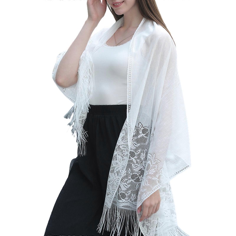Woman Lace Shawl Wedding Church Lace Trim Scarf Lightweight Scarf with Floral Pattern for Hot Weather Sunproof Supplies  White | Fruugo SG