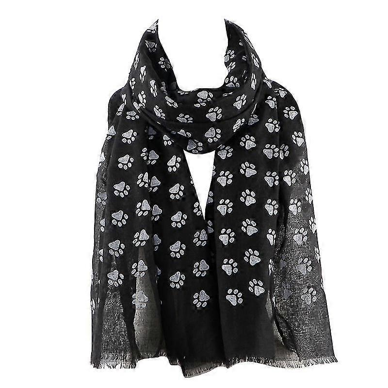 Women Cute Puppy Dot Paw Print Scarf Shawl Wrap Fringe Tassels Trim Neck Warmer | Fruugo SG