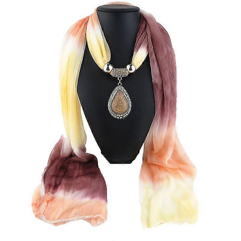 Women Gradient Color Water Drop Pendant Jewelry Scarves Ombre Chiffon Necklace | Fruugo SG