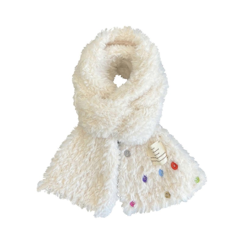 Women Plush Scarf Cute Thicken Warm Simple Fashionable Button Plush Scarf for Fall and Winter | Fruugo SG
