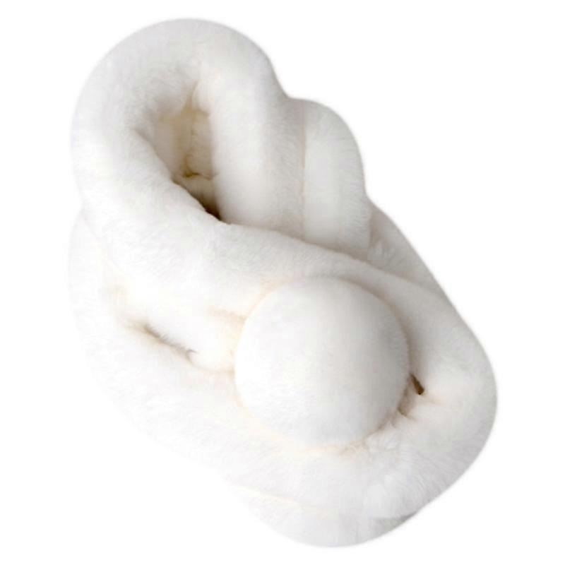 Women Winter Fluffy Plush Cross Collar Scarf Shawl Wrap Cute Pompom Ball Neckerchief Outdoor Windproof Neck Warmer Shrug | Fruugo SG
