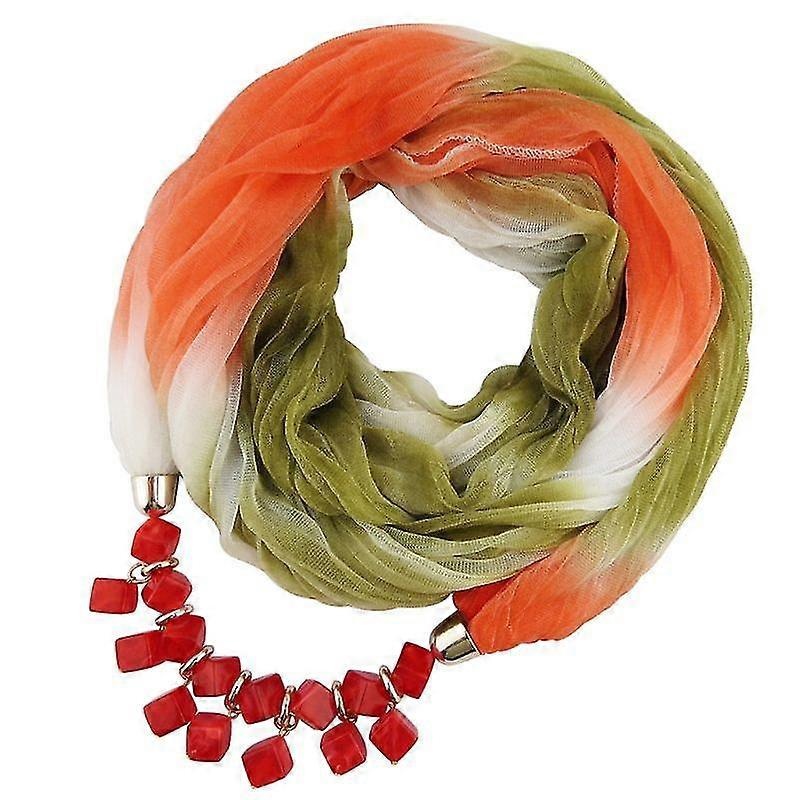 Womens Ethnic Retro Autumn Gradient Contrast Color Chiffon Infinity Scarf Neckerchief Square Resin Jewelry Pendant Necklace Bib | Fruugo SG