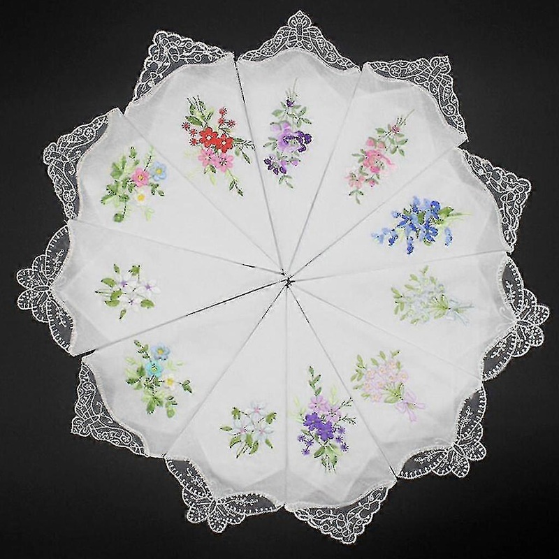 2x 5pcs Vintage Floral Embroidered Hankies Cotton Lace Hanky Handkerchiefs | Fruugo SG