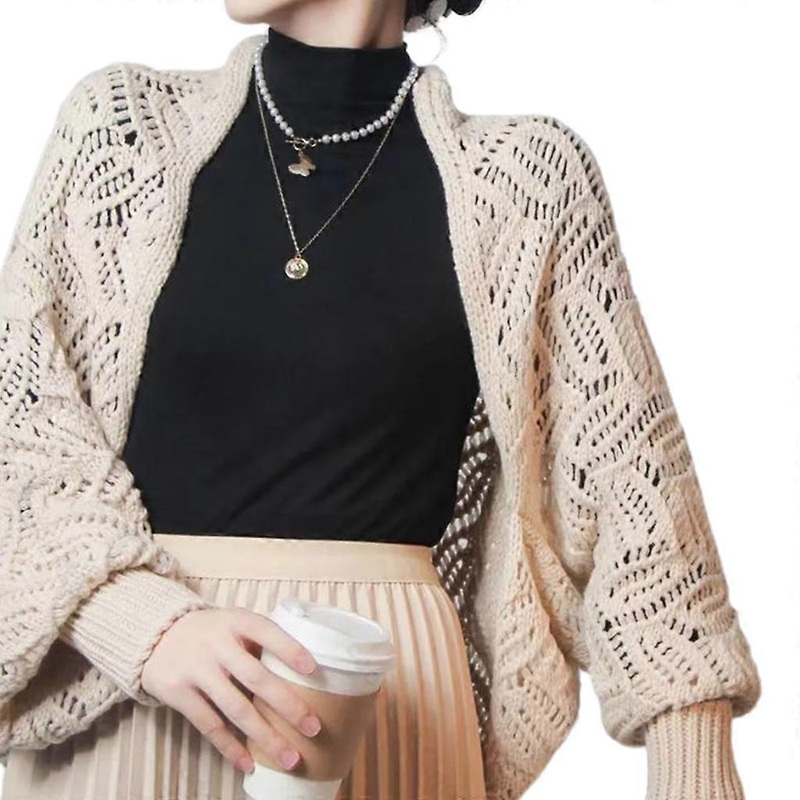 Acrylic Fibres Cardigan for Cold Winter Warm Thick Wrap Soft Scarves Cute Leaf Printed Cardigans for Ladies Girlfriend  Beige | Fruugo SG