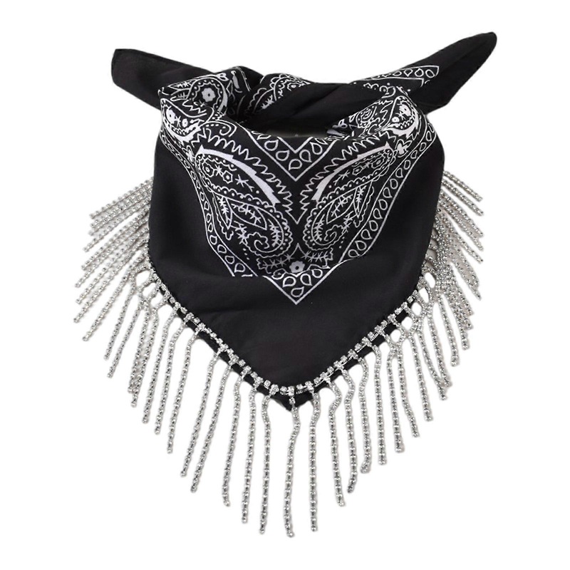 Elegant Women’s Cashew Scarf with Tassels, 53x53cm Fashionable Headscarf Neckerchief for Everyday Wear and Travel  Black | Fruugo SG
