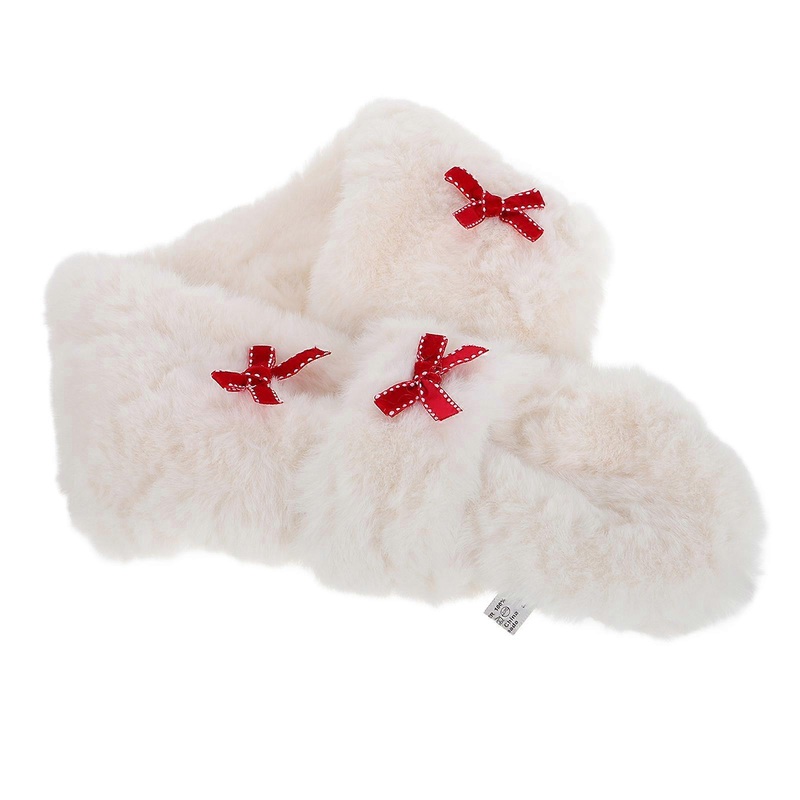 Fluffy Scarf Neck Warmer Winter Scarves Women Outdoor Activities Plush Material Cross Bowknot Accessory 1Pcs | Fruugo SG
