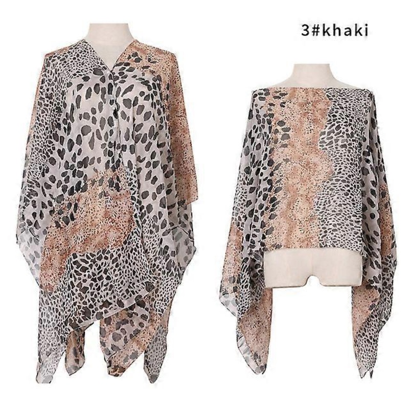 JWL-summer Sunscreen shawl Scarves for women fashion chic Leopard Poncho driving chiffon Sun Protection Beach Shawl Bikini Cover | Fruugo SG