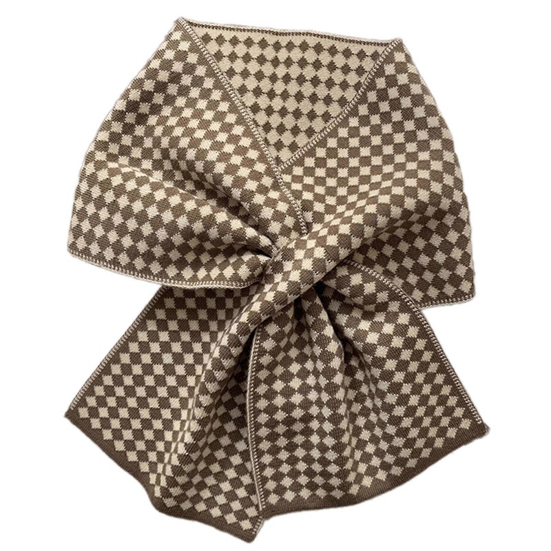 Knitted Checker Neck Scarf for Women Girl Soft Thicken Crossed Scarf Neck Warmer Winter Autumn All Matching Neck Gaiter  khaki | Fruugo SG