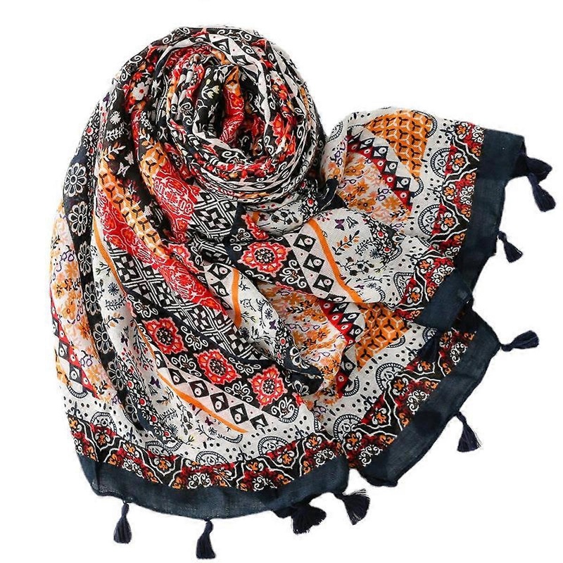 Lightweight Geometric Contrast Fringe Scarf | Fruugo SG