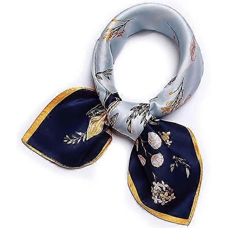 Mulberry Silk Scarf Breathable Digital Printing Scarf (scallop Floral Blue) | Fruugo SG