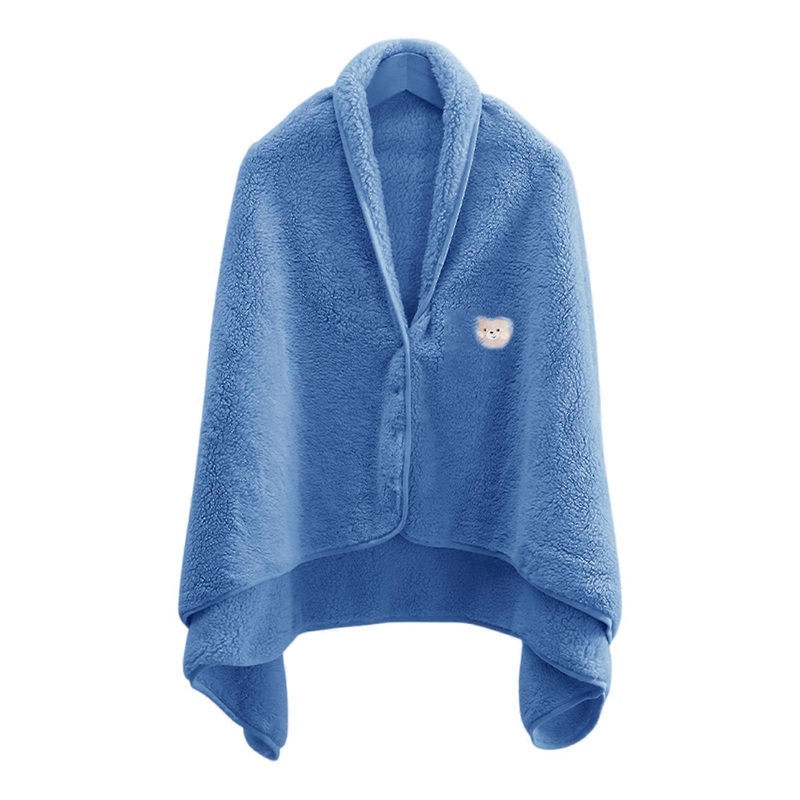 Multiuse Soft Coral Fleece Shawl Wearable Blanket with Button Closure for Couch Sofa Chair and Air Conditioning Use  Blue | Fruugo SG