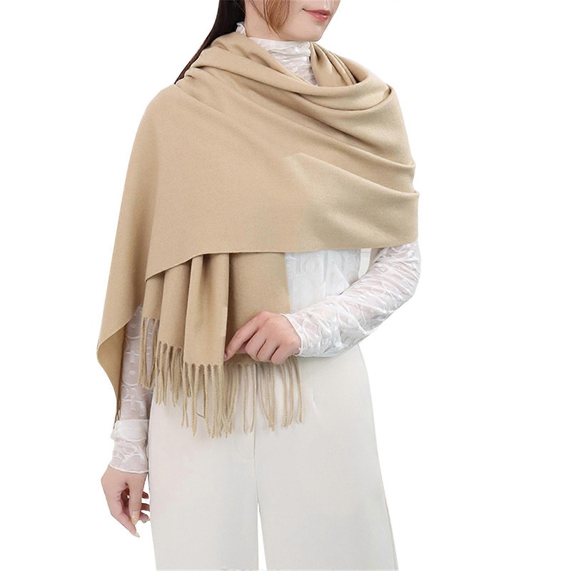 Winter Scarf Blanket Women Scarfs Warm Stole Large Cozy Wraps Oversized Shawl Cape Classical Tassel Decor Solid Color  camel | Fruugo SG