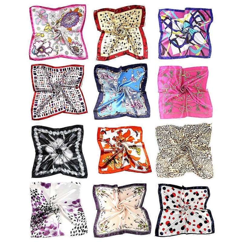 Women’s Scarves Lightweight Neck Scarf Chic Appearance Simulate Silk 50x50cm 12Pcs | Fruugo SG