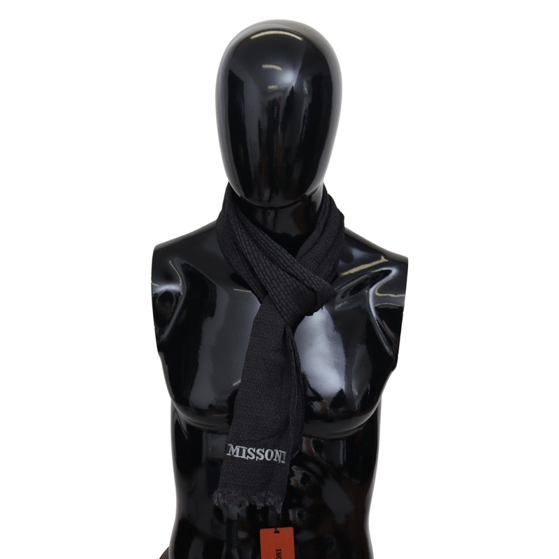 Black Wool Knit Unisex Neck Wrap Scarf | Fruugo SG