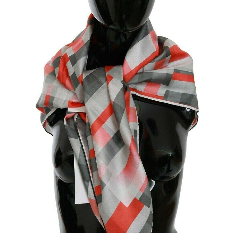 Costume National Gray Red Silk Shawl Foulard Wrap  Scarf | Fruugo SG