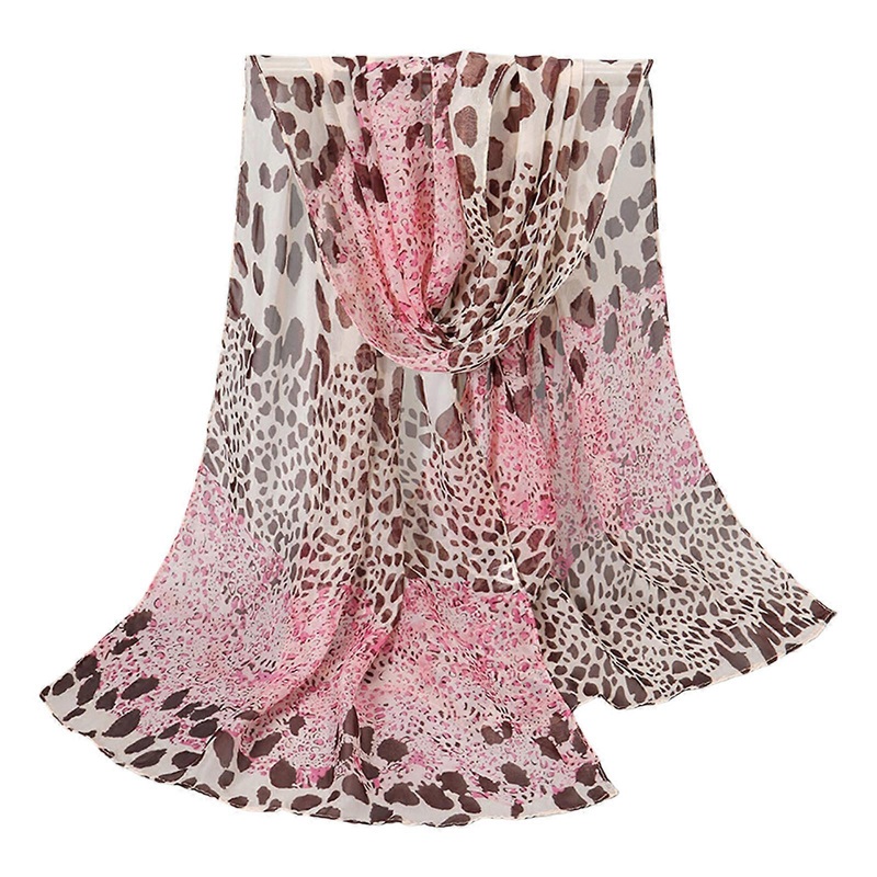 Elegant Leopard Print Sheer Silk Scarf Shawl Wrap Shoulder Covers with Color Blocking for Parties and Music Festival  Pink | Fruugo SG