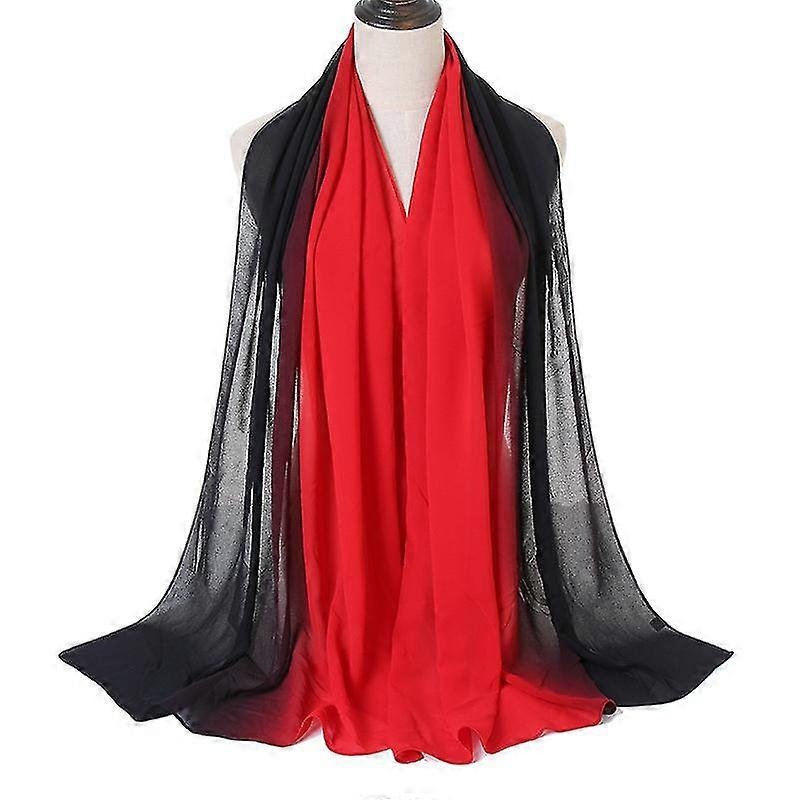 Gradient 2-color Stitching Chiffon Headscarf Muslim Hijab Scarf Big Size Head | Fruugo SG