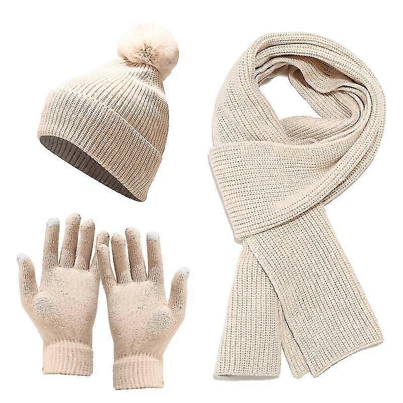 Hat Women Gloves Knit Cycling Sets Windproof Men Hat Adult Scarf Knitted Warm Skiing Winter Cool  Hats1setbeige | Fruugo SG