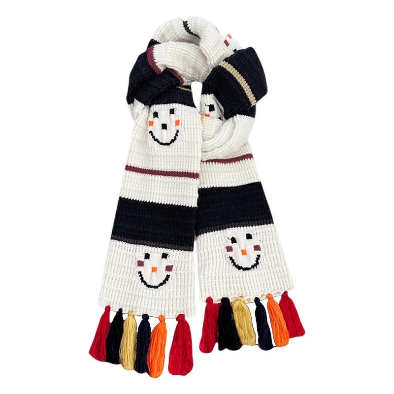 Knitted Neck Scarf for Women Girl All Matching Smile Face Scarf Tassels Neck Scarf Fashion Photosnap Neckwear for Casual | Fruugo SG