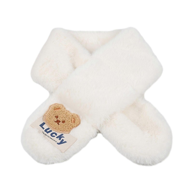 Lovely Bear Kids Thick Neckerchief Comfortable Warm Scarf Windproof Long Crossed Muffler Neckwear for Outdoor Activities  White | Fruugo SG