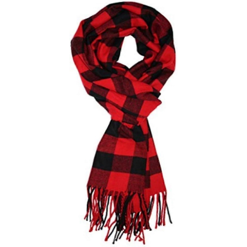 Men’s Classic Plaid Winter Scarf – Soft Warm Tassel Edge Red Scarf (180x32cm) | Fruugo SG