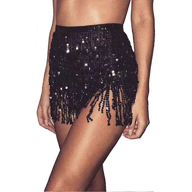 Sequin Tassel Skirt Belly Dance Hip Scarf Club Costume Beach Wrap Fringe Skirts | Fruugo SG
