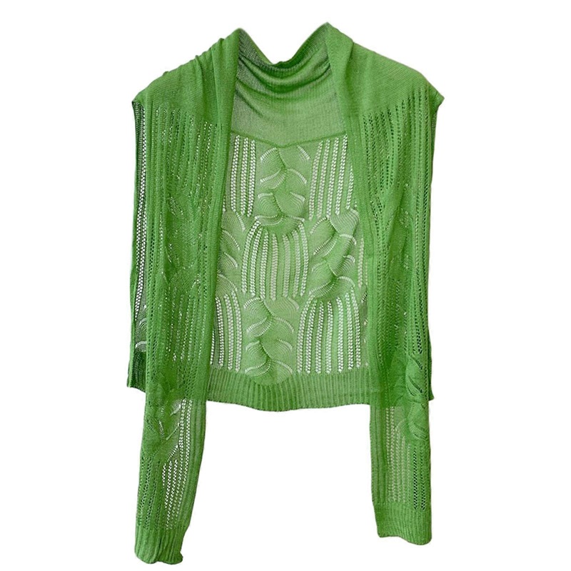 Skin-friendly Solid Color Knitted Cloak for Ladies Spring Summer Lightweight Shawls Beach Sun-proof Short Anti-uv Cape  Green | Fruugo SG